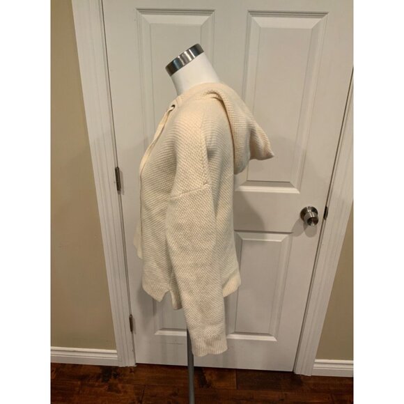 Madewell Cream Knit Hooded Sweater W/ Lace-Up Front, Size Medium - Picture 4 of 7